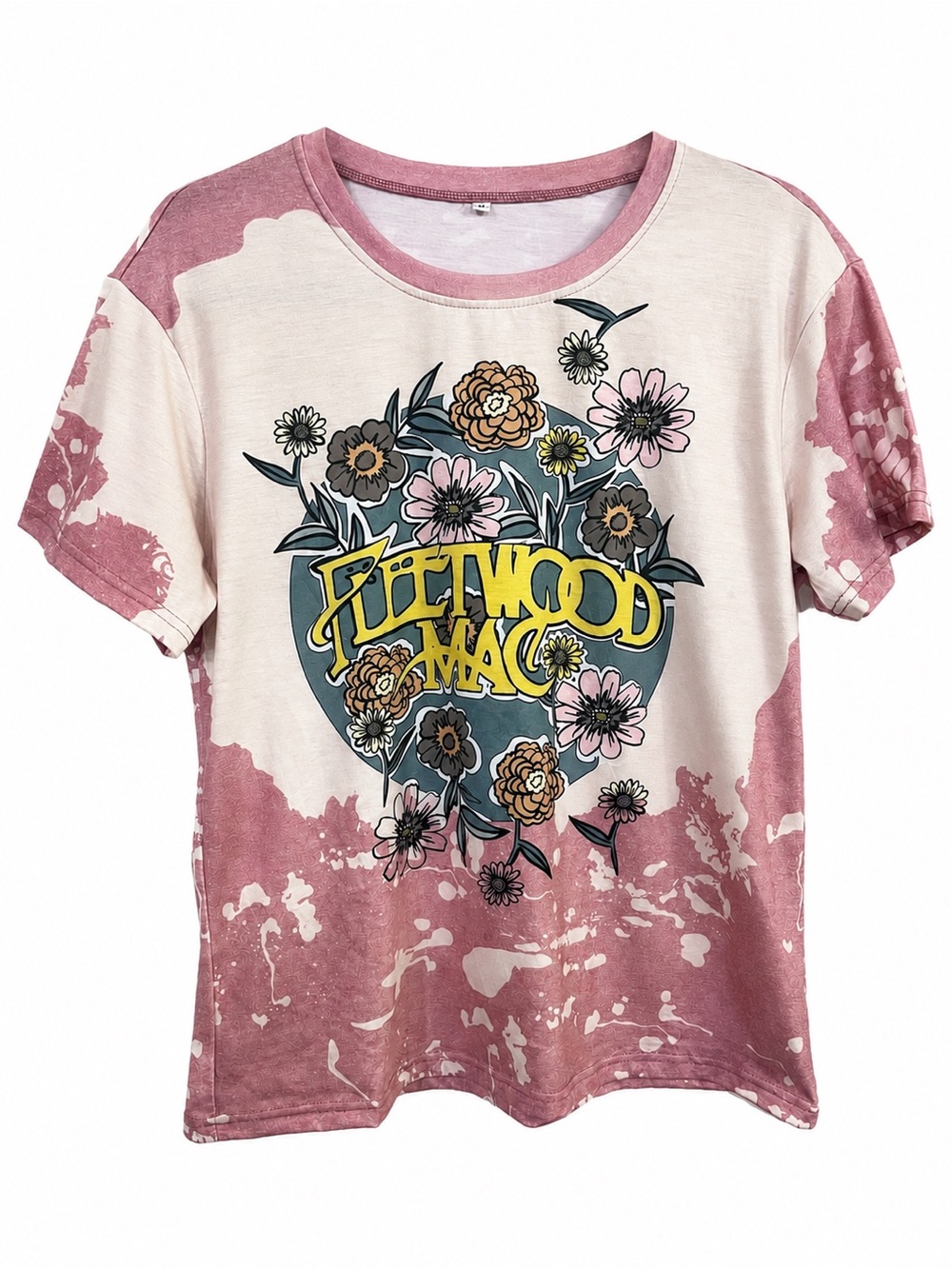 Fleetwood Mac Floral Graphic Tee - Pink Tie-Dye